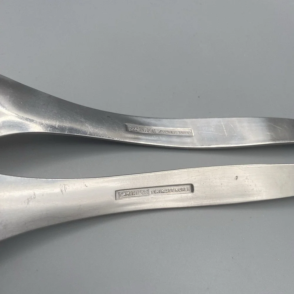 Cambridge VERA‎ 2pcs Stainless Meat Fork Slotted Serving Spoon Tablespoon Wavy